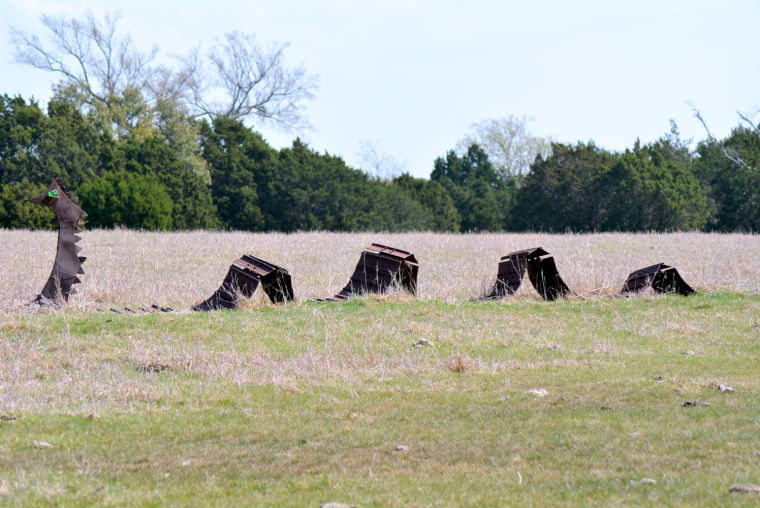 Sculpture uses farm machinery to recreate legend